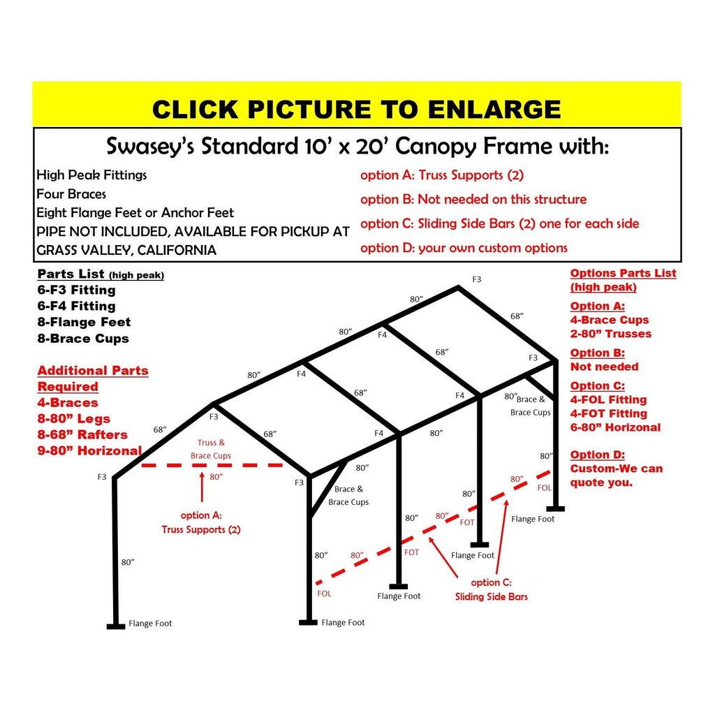 10 X 20 X 1 3 8 CANOPY FRAME INCLUDES EVERYTHING EXCEPT PIPE Swasey 10-x-20-x-1-3-8-canopy-frame-includes-everything-except-pipe-swasey