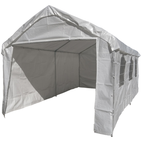 Front Wall White Tarp-With Two Zippers -Choose Your Size