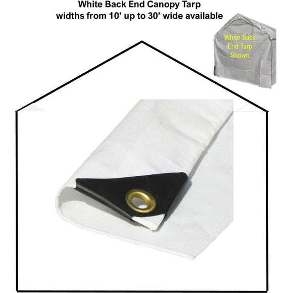 Back Wall Tarp-No Zippers White-Choose Your Size