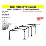 10 X 20 X 1-7/8" LEAN-TO FRAME, INCLUDES EVERYTHING EXCEPT PIPE