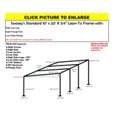 10 X 20 X 3/4" LEAN-TO FRAME, INCLUDES EVERYTHING EXCEPT PIPE