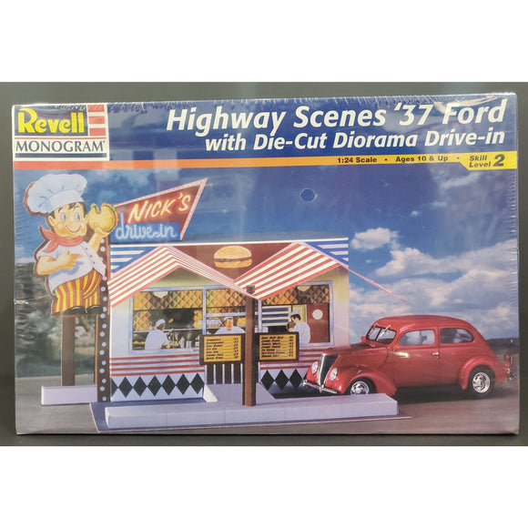 1/24 Revell Highway Scenes '37 Ford w/Die Cut Diorama Drive-In