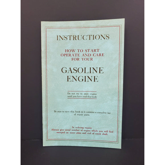 Gasoline Engines - Instruction Book