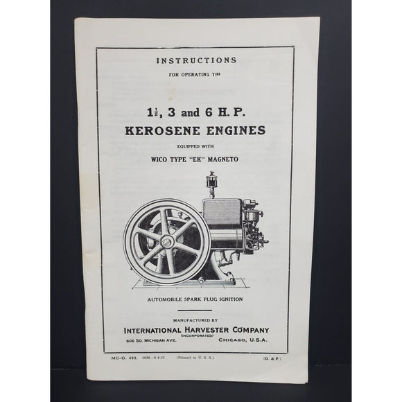 Kerosene Engines 1.5 - 3 - and 6 HP - Operating Instruction Book