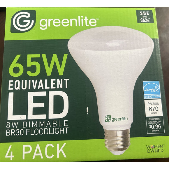 8W Dimmable LED BR30 Floodlight Bulb 4-PACK