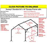 10 X 10 X 1-5/8" HD CANOPY FRAME PARTS, INCLUDES EVERYTHING EXCEPT PIPE
