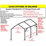 10 X 16 X 1-7/8" HD CANOPY FRAME PARTS, INCLUDES EVERYTHING EXCEPT PIPE
