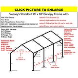 10 X 20 X 1-7/8" HD CANOPY FRAME PARTS, INCLUDES EVERYTHING EXCEPT PIPE