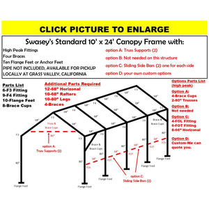 10 X 24 X 1-5/8" HD CANOPY FRAME PARTS, INCLUDES EVERYTHING EXCEPT PIPE