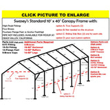 10 X 40 X 1-7/8" HD CANOPY FRAME PARTS, INCLUDES EVERYTHING EXCEPT PIPE