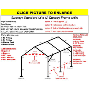 12 X 12 X 1-3/8" CANOPY FRAME PARTS, INCLUDES EVERYTHING EXCEPT PIPE