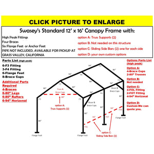 12 X 16 X 1-3/8" CANOPY FRAME PARTS, INCLUDES EVERYTHING EXCEPT PIPE