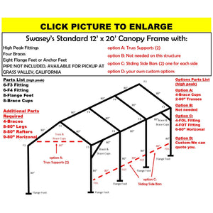 12 X 20 X 1-7/8" HD CANOPY FRAME PARTS, INCLUDES EVERYTHING EXCEPT PIPE