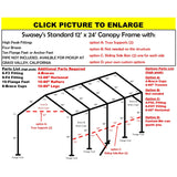 12 X 24 X 1 5/8" HD CANOPY FRAME PARTS, INCLUDES EVERYTHING EXCEPT PIPE