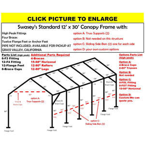 12 X 30 X 1-7/8" HD CANOPY FRAME PARTS, INCLUDES EVERYTHING EXCEPT PIPE