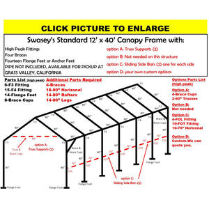 12 X 40 X 1-5/8" HD CANOPY FRAME PARTS, INCLUDES EVERYTHING EXCEPT PIPE