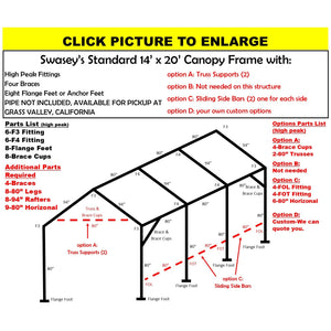 14 X 20 X 1-7/8" HD CANOPY FRAME PARTS, INCLUDES EVERYTHING EXCEPT PIPE