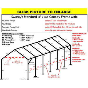 14 X 40 X 1-5/8" HD CANOPY FRAME PARTS, INCLUDES EVERYTHING EXCEPT PIPE