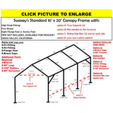 16 X 20 X 1-3/8" CANOPY FRAME PARTS, INCLUDES EVERYTHING EXCEPT PIPE