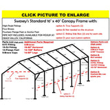 16 X 40 X 1-7/8" HD CANOPY FRAME PARTS, INCLUDES EVERYTHING EXCEPT PIPE
