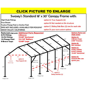18 X 30 X 1-5/8" HD CANOPY FRAME PARTS, INCLUDES EVERYTHING EXCEPT PIPE
