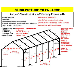 18 X 40 X 1-3/8" CANOPY FRAME PARTS, INCLUDES EVERYTHING EXCEPT PIPE