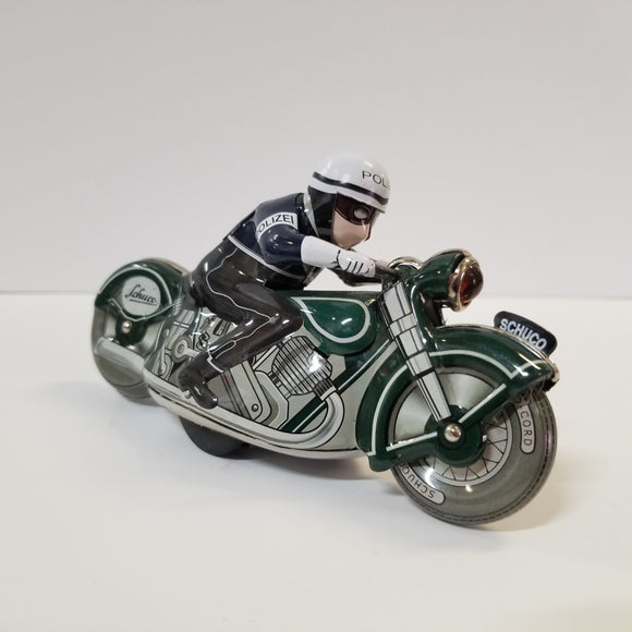 Vintage Schuco Tin Moto Racer 1006 Police Motorcycle