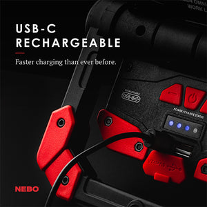 2,000 Lumen Omni-Directional USB-C Rechargeable Work Light