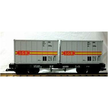 G Scale LGB 4069 Flat Car with Lehmann LGB Containers