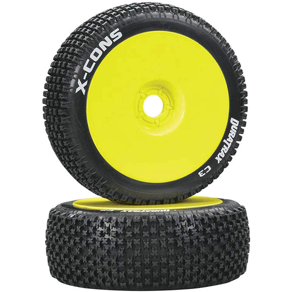 1/8 X-Cons Buggy Tire C3 Mounted Yellow (2)