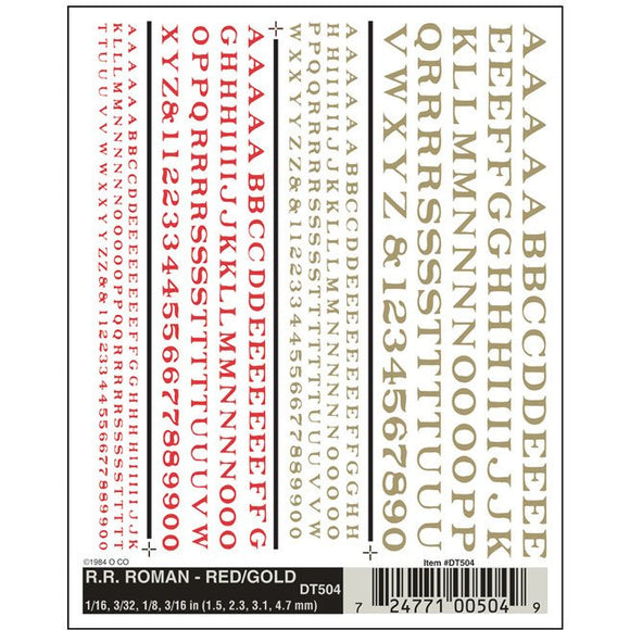 DT504 Railroad Roman Letters, Red/Yellow