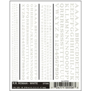 DT506 Railroad Roman Letters, White