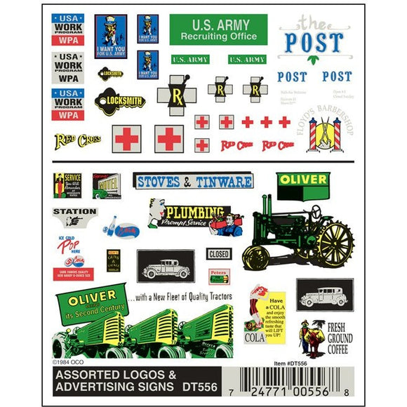 DT556 Dry Transfer, Assorted Logos/Advertising Signs