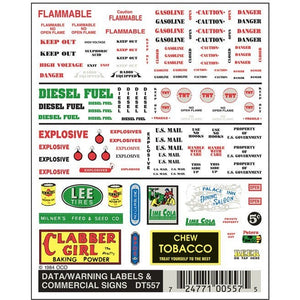 DT557 Dry Transfer, Data Warning Label/Commercial Signs