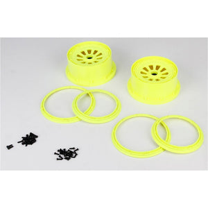 Wheel & Beadlock Set, Flo Yellow (2), 5T