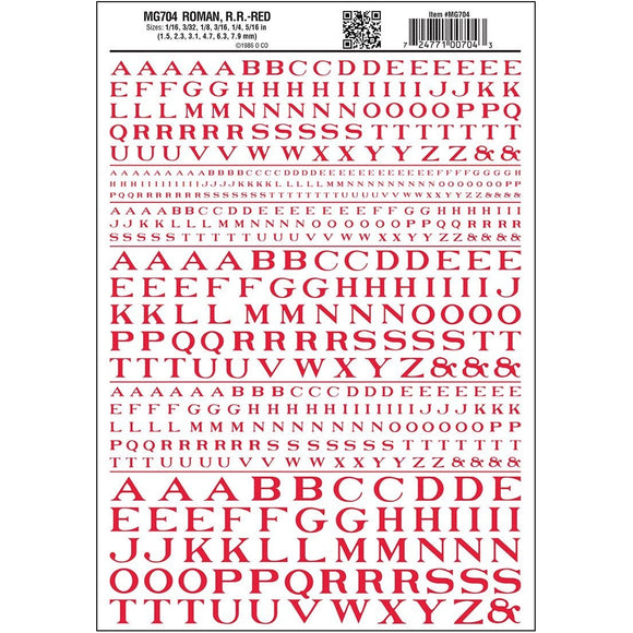 MG704 Roman Letters, Red