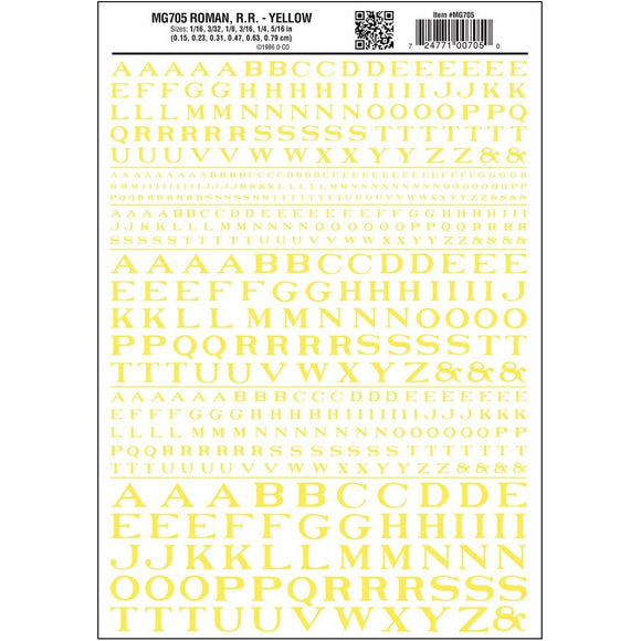 MG705 Roman Letters, Yellow