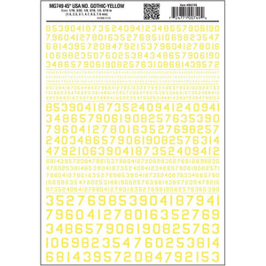 MG749 Gothic 45-Degree USA Numbers, Yellow