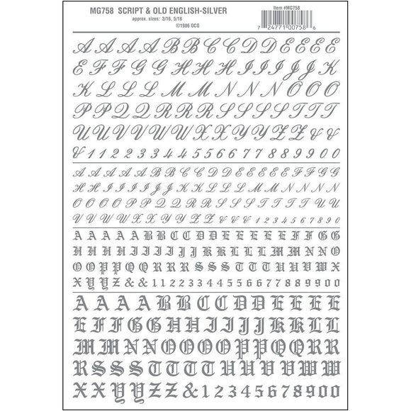 MG758 Script/Old English Letters, Silver