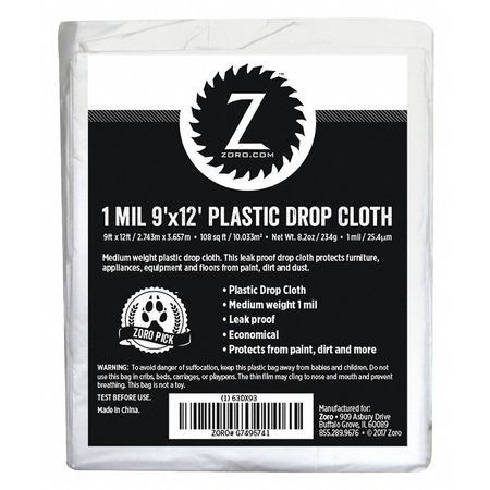Plastic Dropcloth, 1 mL, 9ft.x12ft.