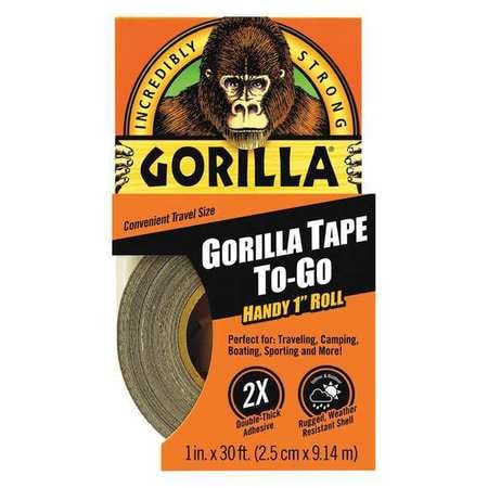 GORILLA TAPE Duct Tape, 1 In x 30 ft, 17 mil, Black