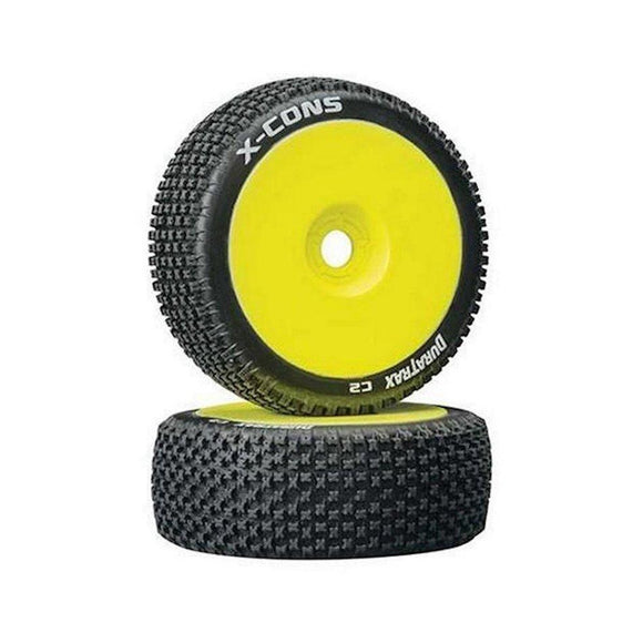 1/8 X-Cons Buggy Tire C2 Mounted Yellow (2)