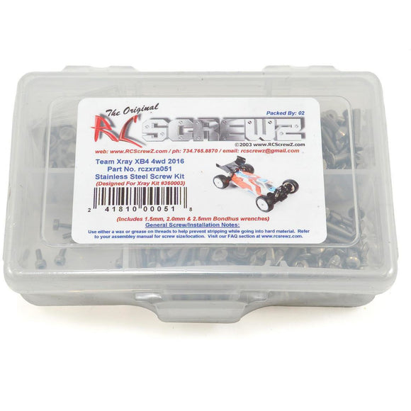 RC Screwz XRAY XB4 4wd 2016 Stainless Screw Kit