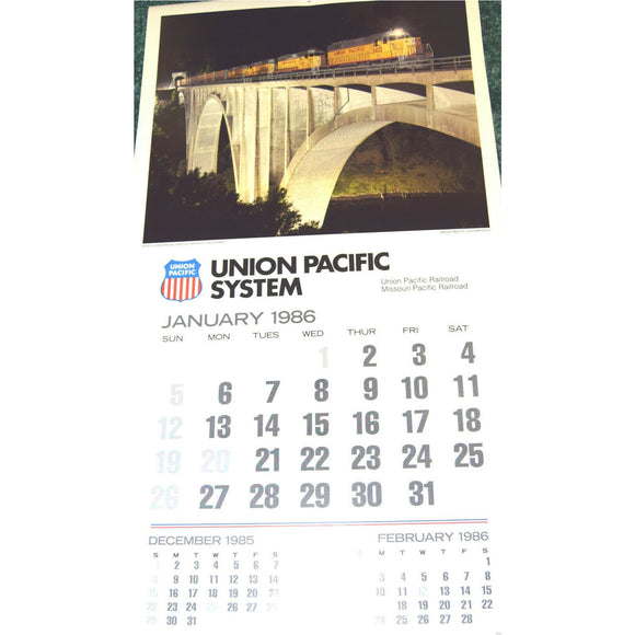 Official 1986 Union Pacific Railroad Calendar