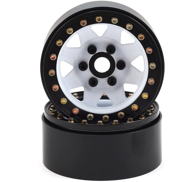 SSD RC 1.9” Steel 8 Spoke Beadlock Wheels (White) (2)